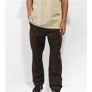 Empyre Men’s Size 34 Loose Fit Dark Brown Cargo Skate Pants Pockets Cinch Ties